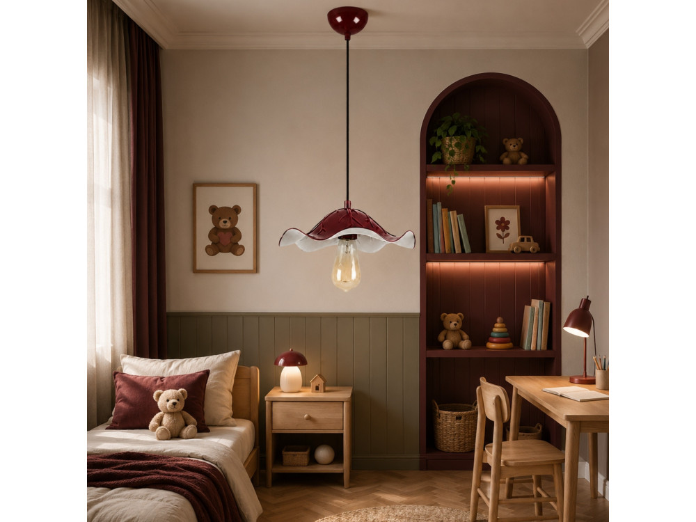 "Liana" Metal Pendant Light - 29 x 29 cm - Bordeaux