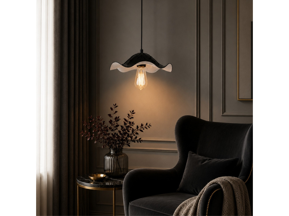 "Liana" Metal Pendant Light - 29 x 29 cm - Black