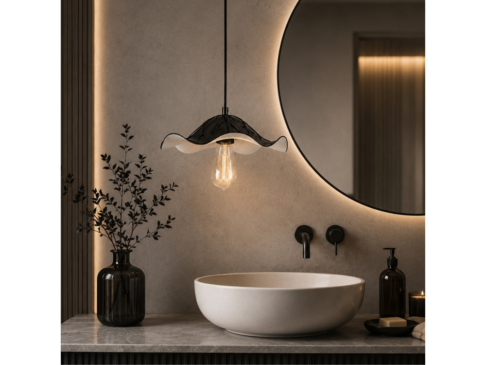 "Liana" Metal Pendant Light - 29 x 29 cm - Black