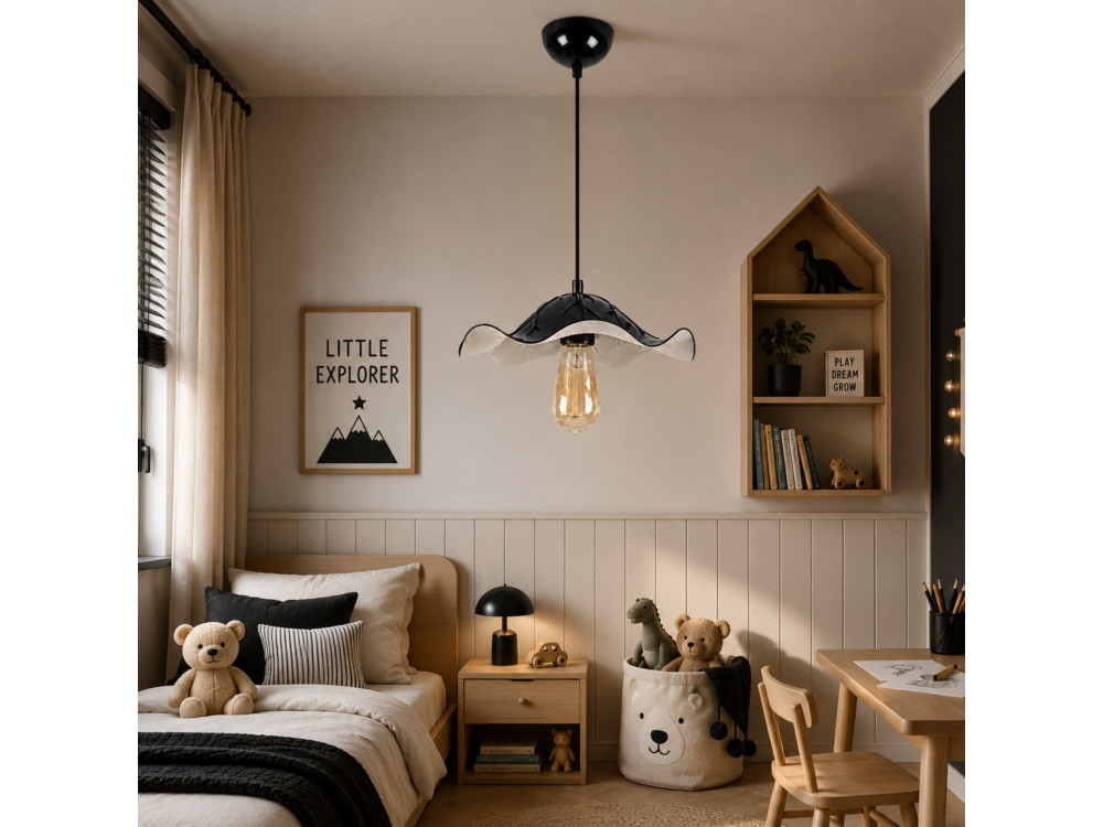 "Liana" Metal Pendant Light - 29 x 29 cm - Black