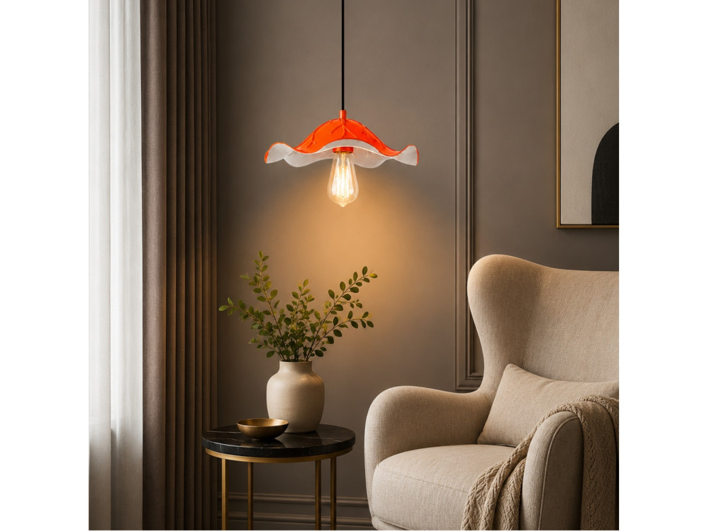 "Liana" Metal Pendant Light - 29 x 29 cm - Orange