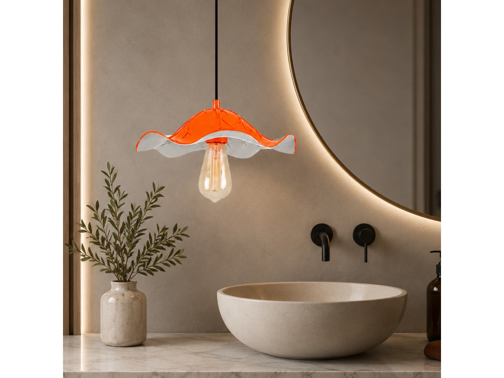 "Liana" Metal Pendant Light - 29 x 29 cm - Orange