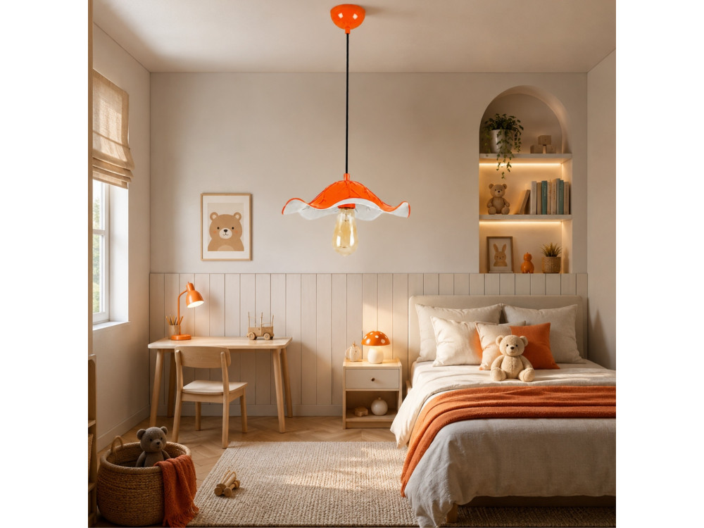 "Liana" Metal Pendant Light - 29 x 29 cm - Orange