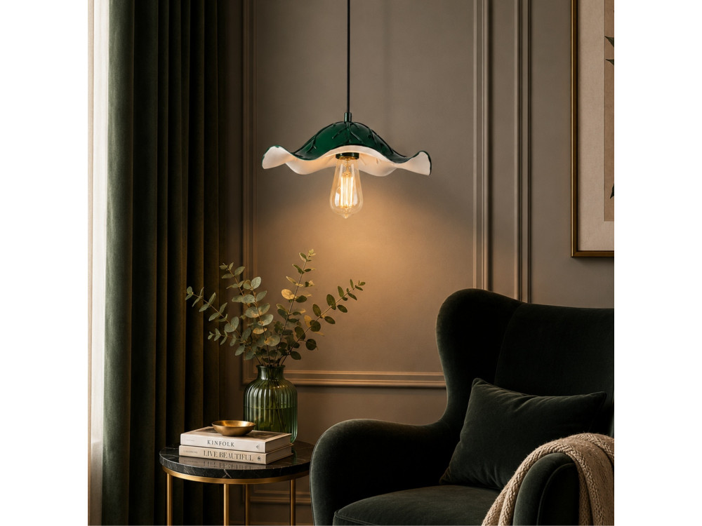 "Liana" Metal Pendant Light - 29 x 29 cm - Dark Green