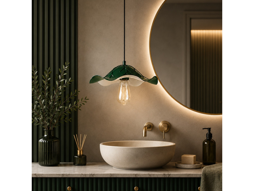 "Liana" Metal Pendant Light - 29 x 29 cm - Dark Green