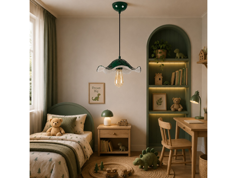 "Liana" Metal Pendant Light - 29 x 29 cm - Dark Green