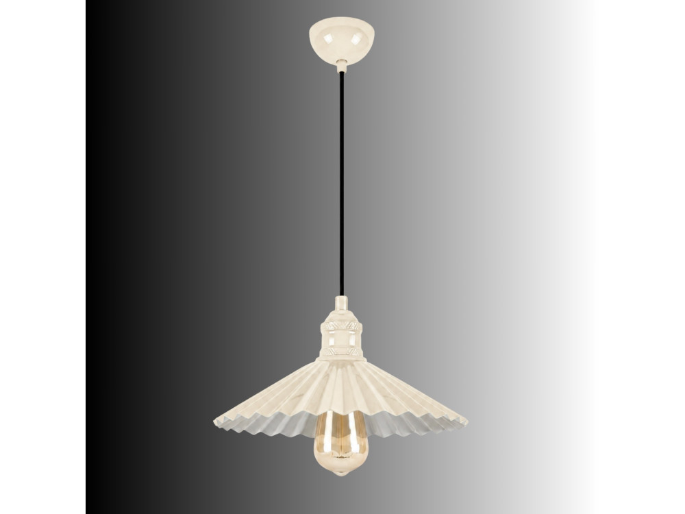 "Plise" Metal Pendant Light - 32 x 32 cm - Beige