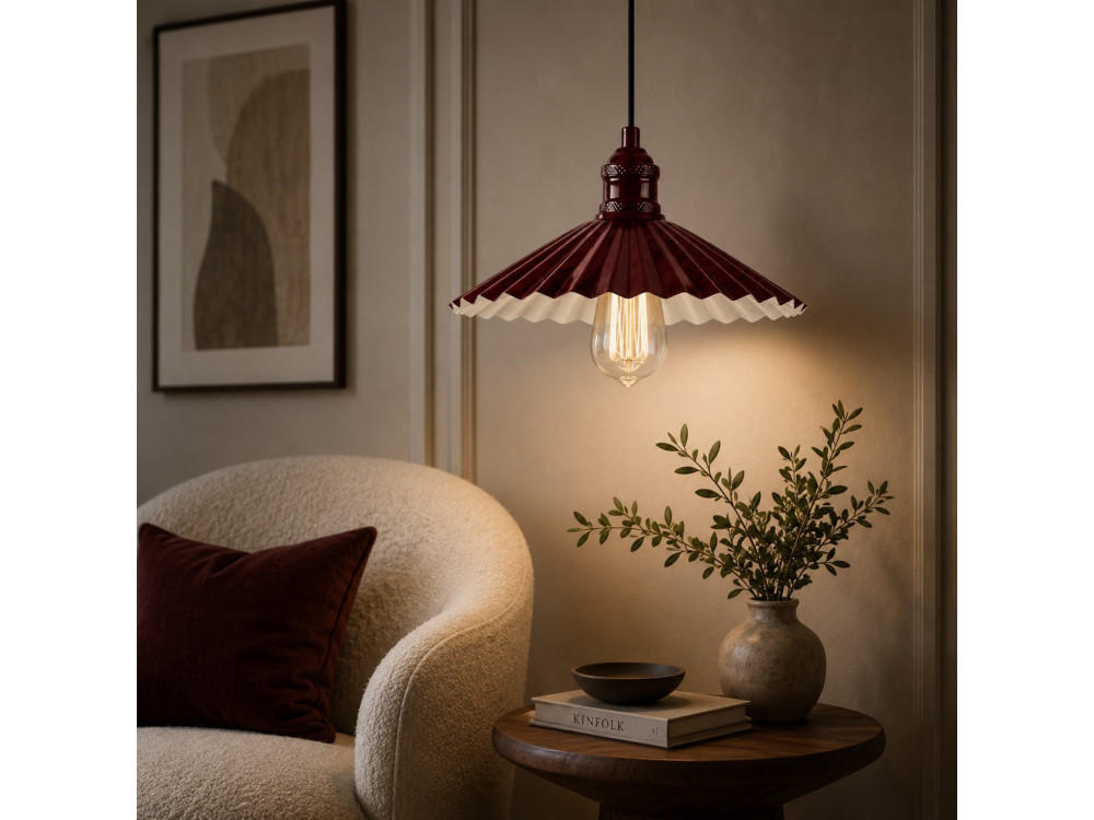 "Plise" Metal Pendant Light - 32 x 32 cm - Bordeaux