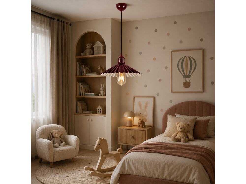 "Plise" Metal Pendant Light - 32 x 32 cm - Bordeaux