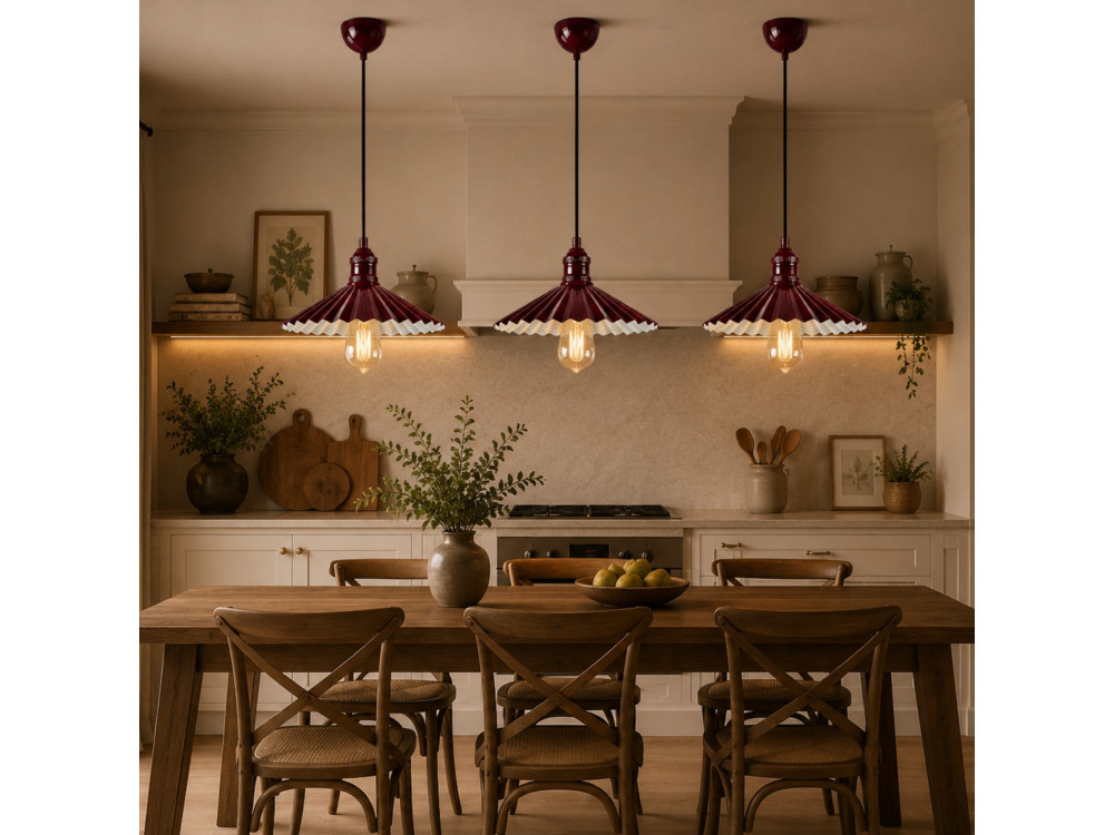 "Plise" Metal Pendant Light - 32 x 32 cm - Bordeaux