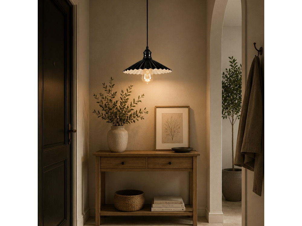 "Plise" Metal Pendant Light - 32 x 32 cm - Black