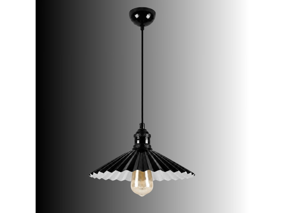 "Plise" Metal Pendant Light - 32 x 32 cm - Black