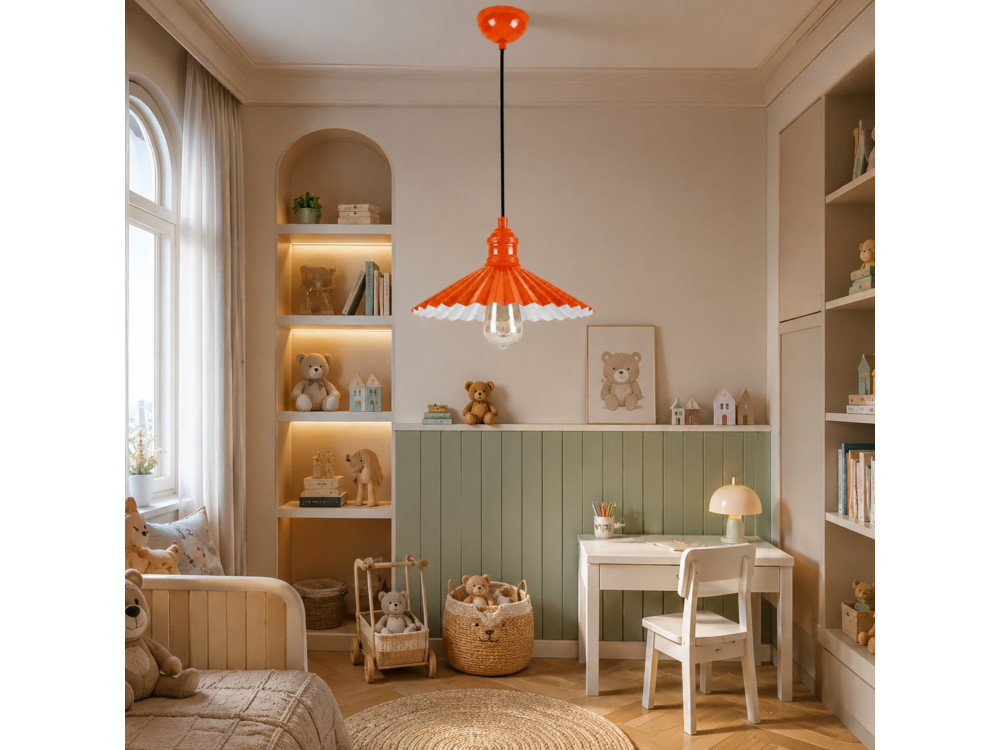 "Plise" Metal Pendant Light - 32 x 32 cm - Orange
