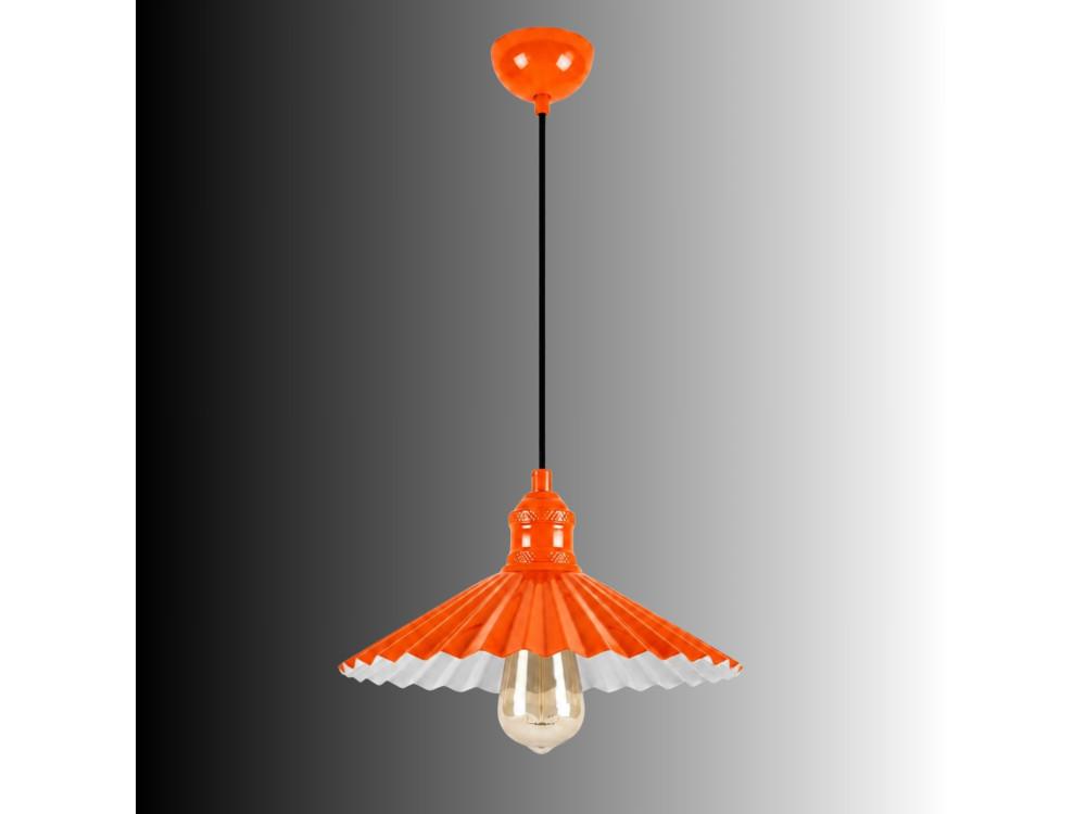 "Plise" Metal Pendant Light - 32 x 32 cm - Orange