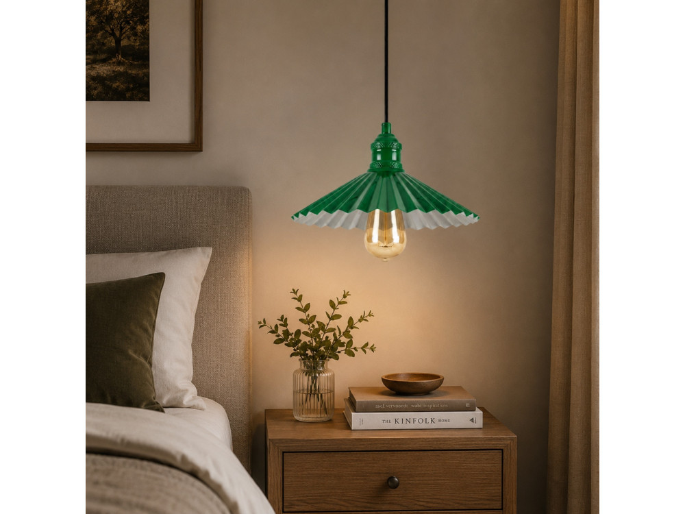"Plise" Metal Pendant Light - 32 x 32 cm - Light Green