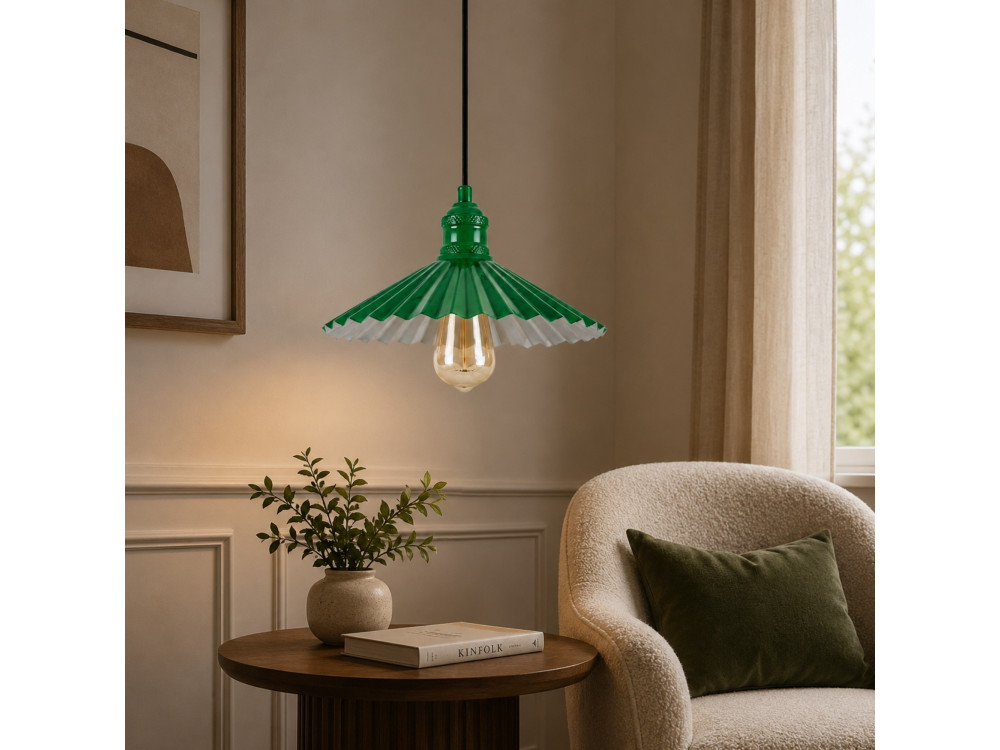 "Plise" Metal Pendant Light - 32 x 32 cm - Light Green