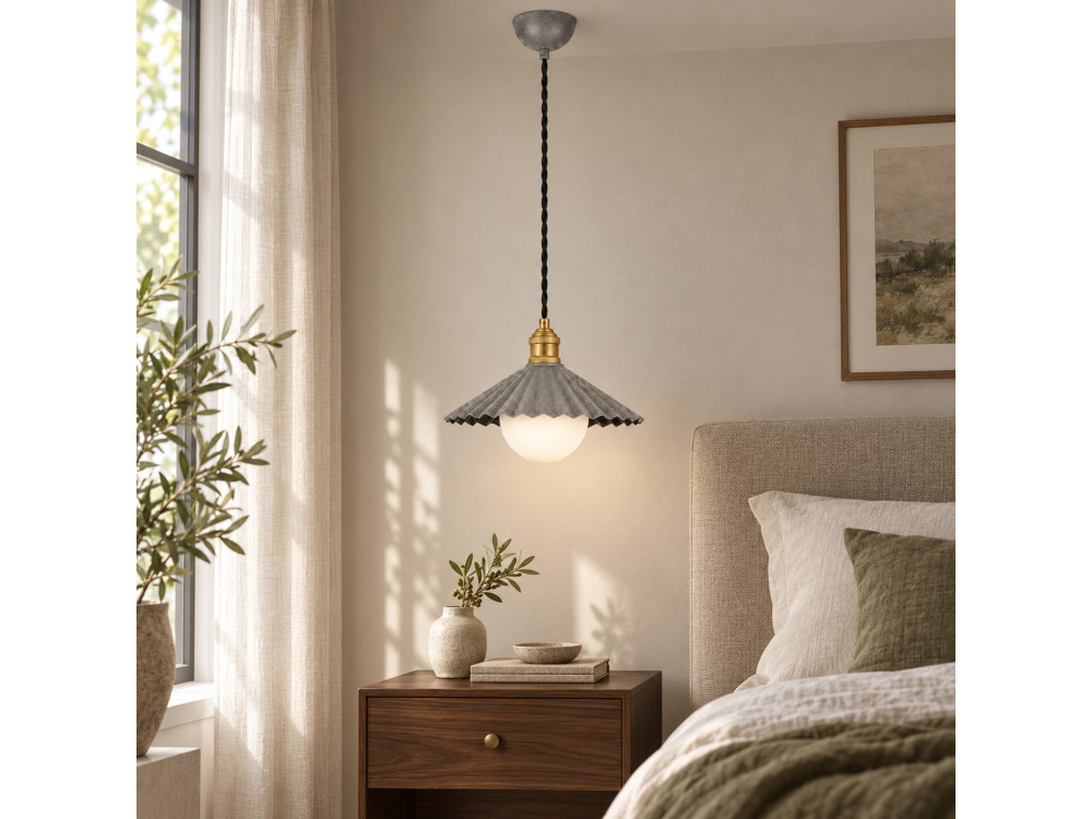 "Plise" Metal Pendant Light - 32 x 32 cm - Gray