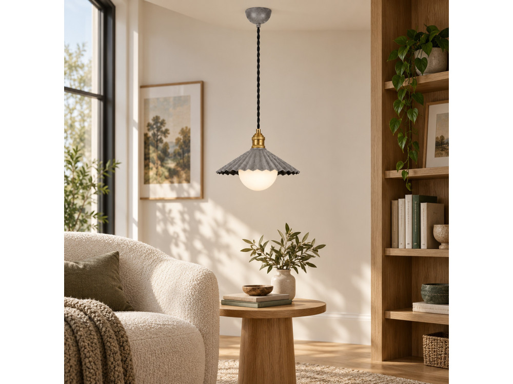 "Plise" Metal Pendant Light - 32 x 32 cm - Gray