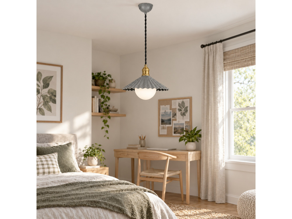 "Plise" Metal Pendant Light - 32 x 32 cm - Gray
