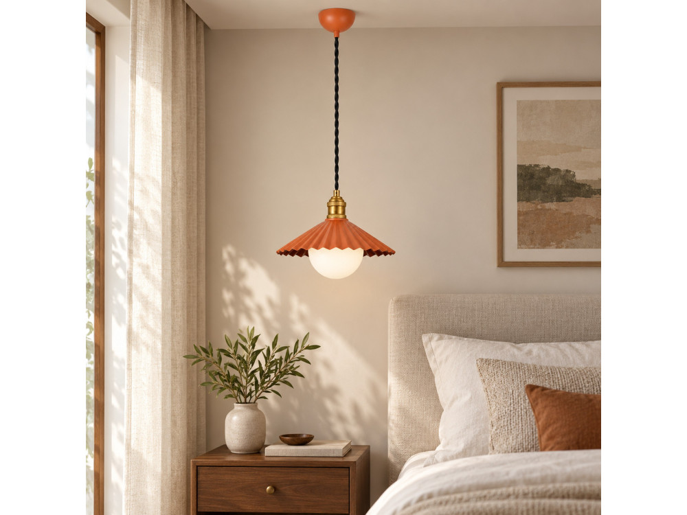 "Plise" Metal Pendant Light - 32 x 32 cm - Orange