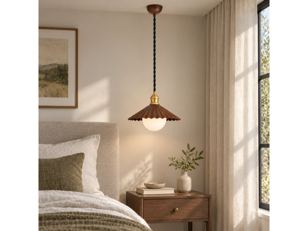 "Plise" Metal Pendant Light - 32 x 32 cm - Dark Brown