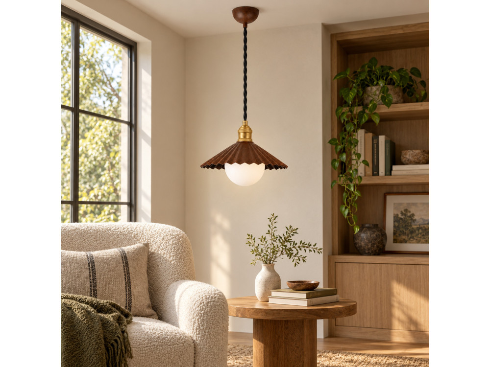 "Plise" Metal Pendant Light - 32 x 32 cm - Dark Brown