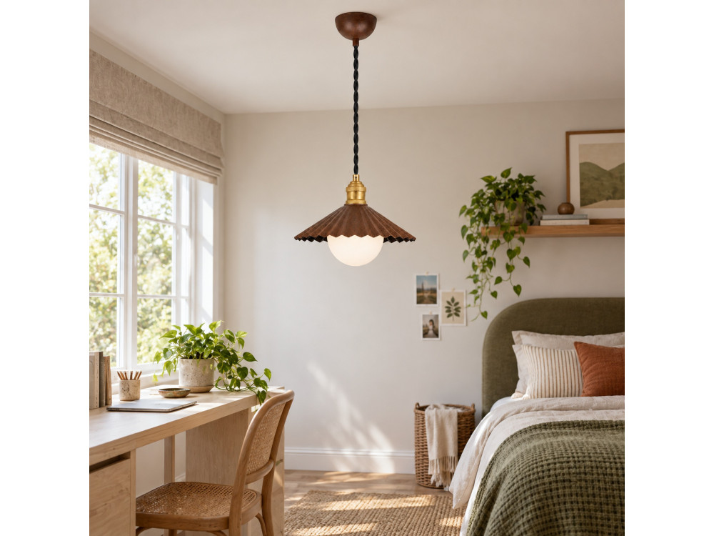"Plise" Metal Pendant Light - 32 x 32 cm - Dark Brown
