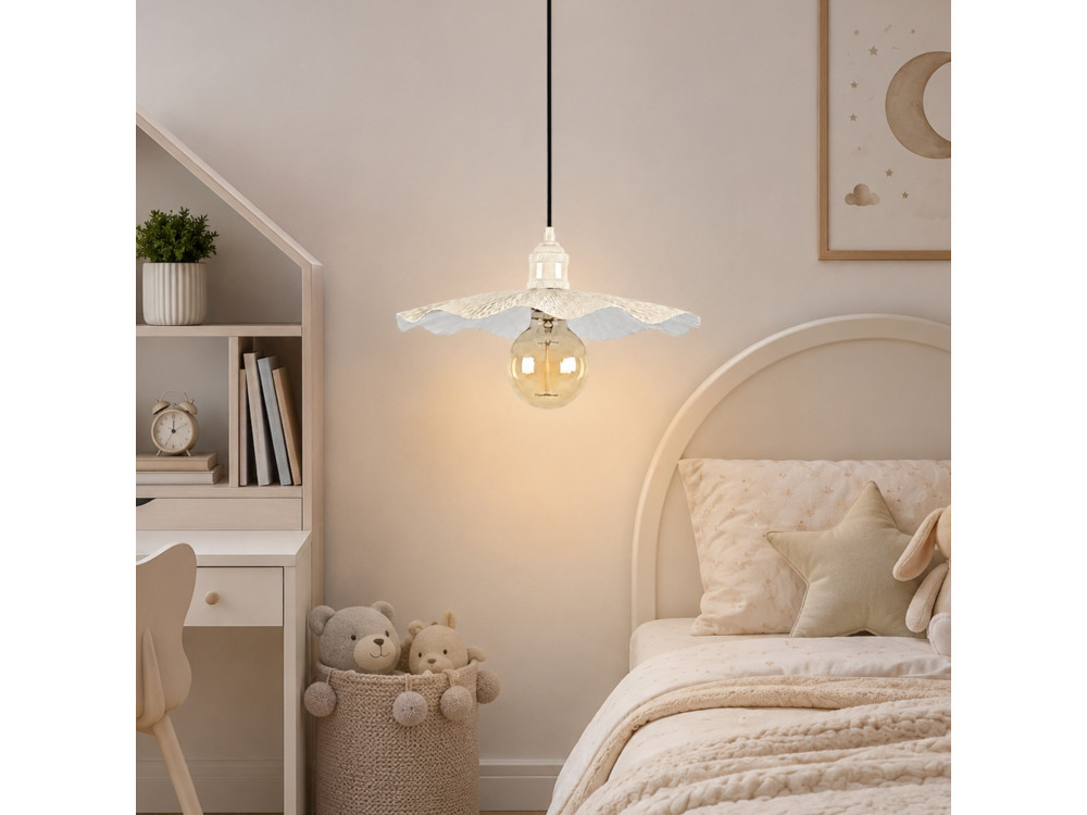 "Ondula" Metal Pendant Light - 34 x 34 cm - Beige