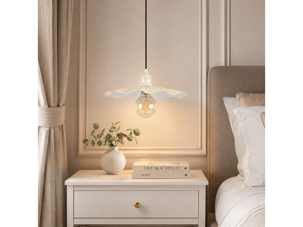 "Ondula" Metal Pendant Light - 34 x 34 cm - Beige