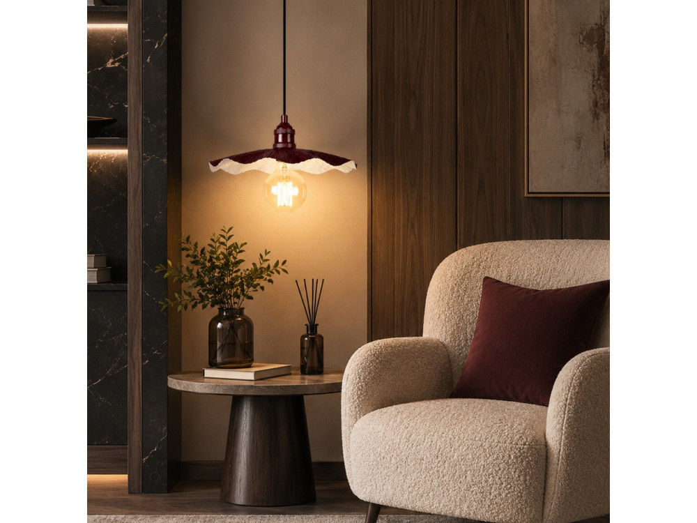 "Ondula" Metal Pendant Light - 34 x 34 cm - Bordeaux