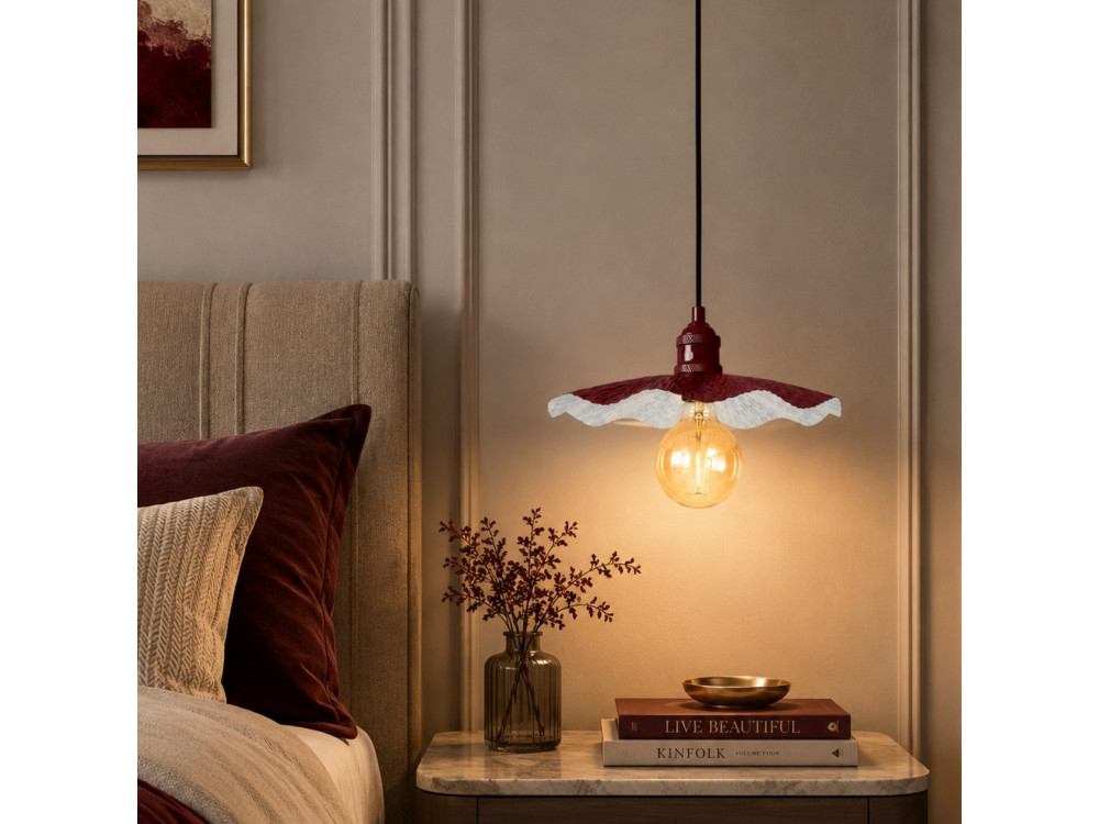 "Ondula" Metal Pendant Light - 34 x 34 cm - Bordeaux