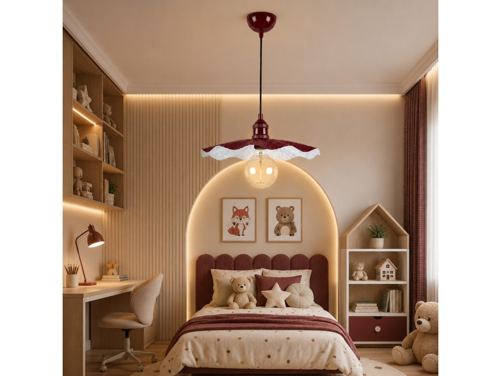"Ondula" Metal Pendant Light - 34 x 34 cm - Bordeaux