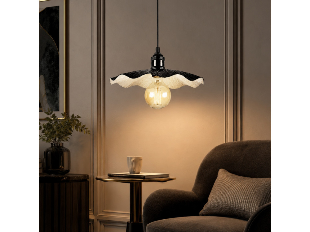 "Ondula" Metal Pendant Light - 34 x 34 cm - Black