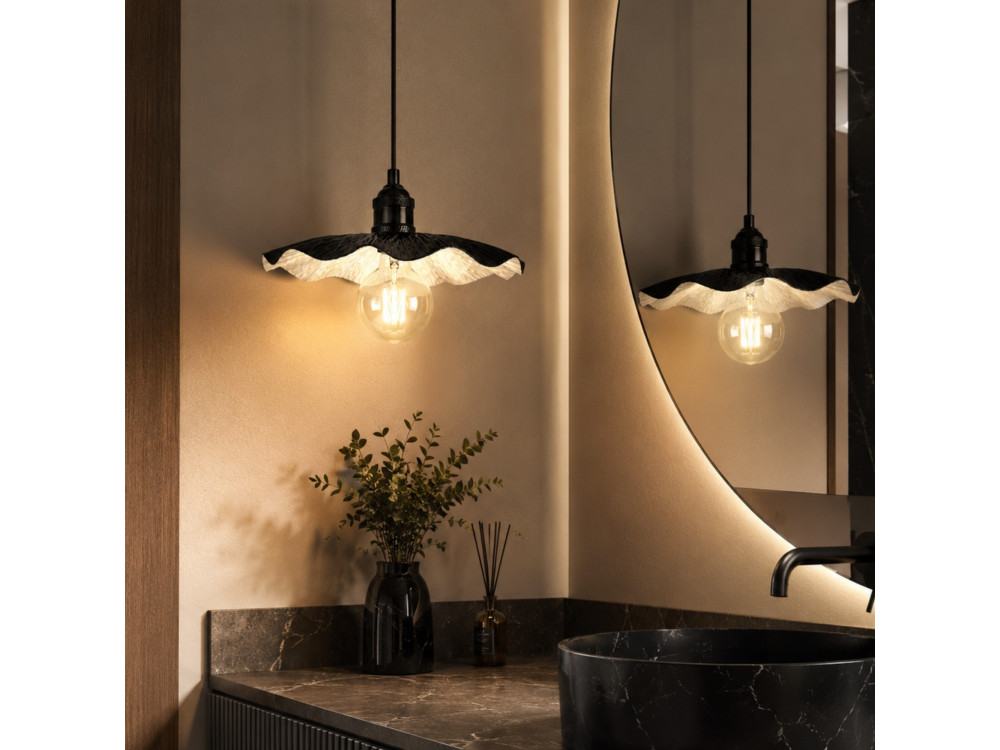 "Ondula" Metal Pendant Light - 34 x 34 cm - Black