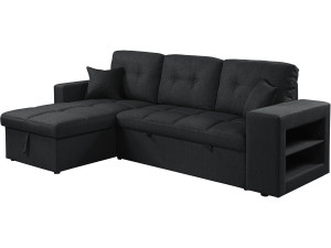 Axel" bubble fabric corner convertible/reversible sofa - 3 seater - Black