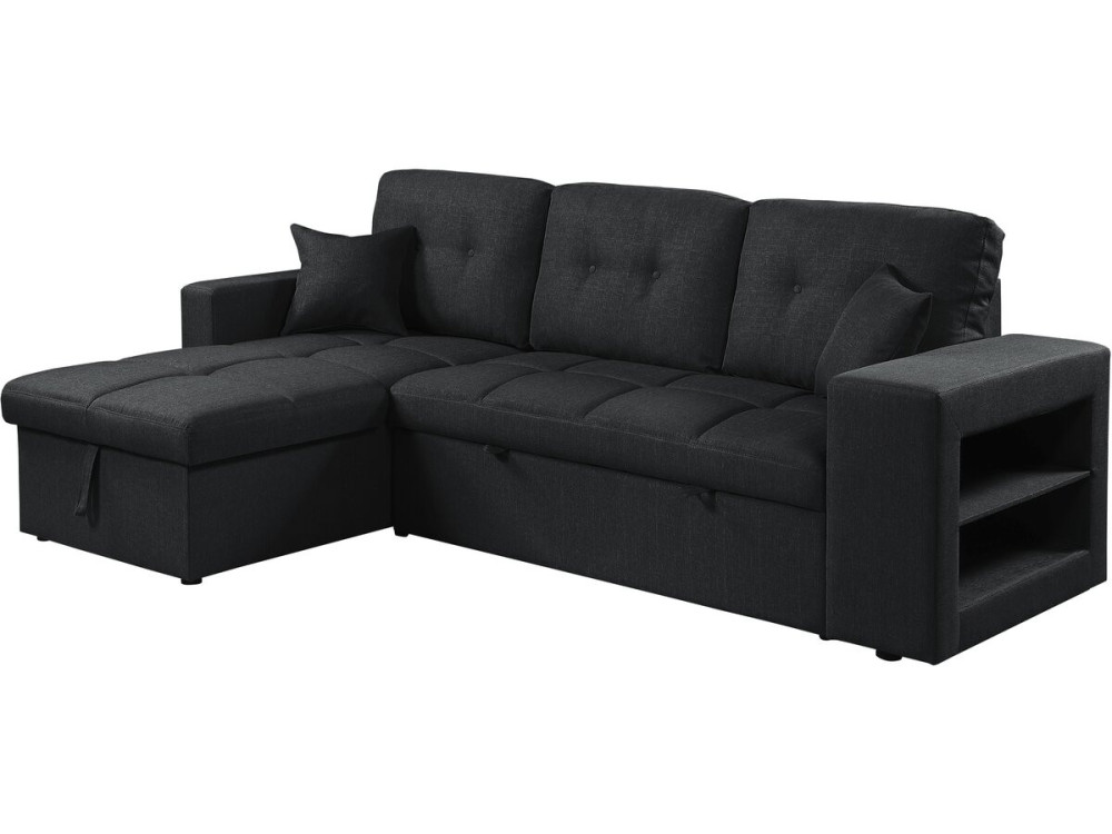 Axel" bubble fabric corner convertible/reversible sofa - 3 seater - Black