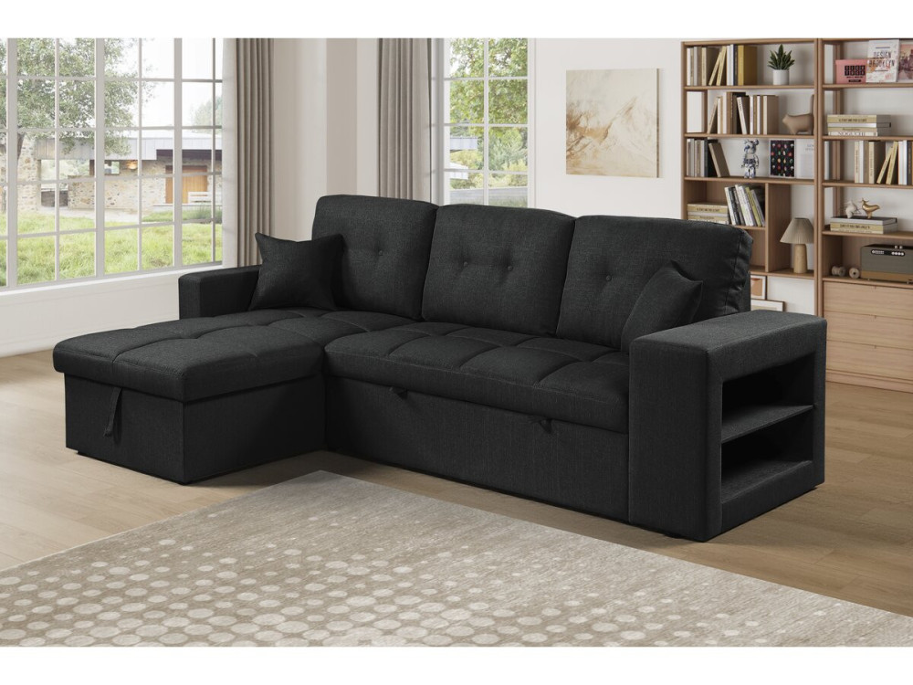 Axel" bubble fabric corner convertible/reversible sofa - 3 seater - Black