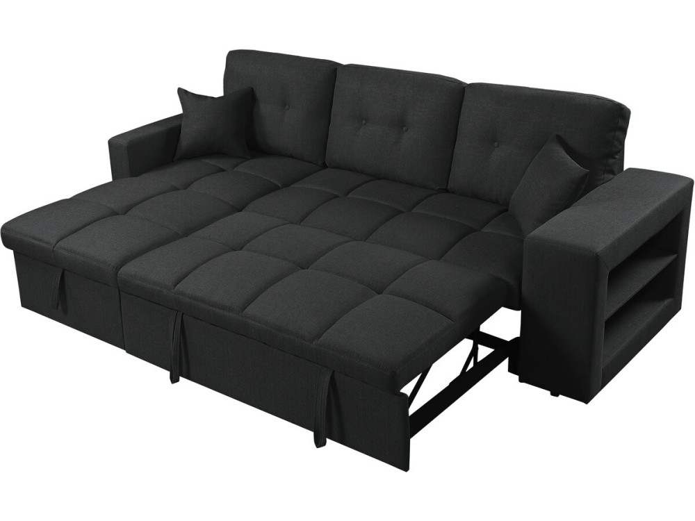 Axel" bubble fabric corner convertible/reversible sofa - 3 seater - Black
