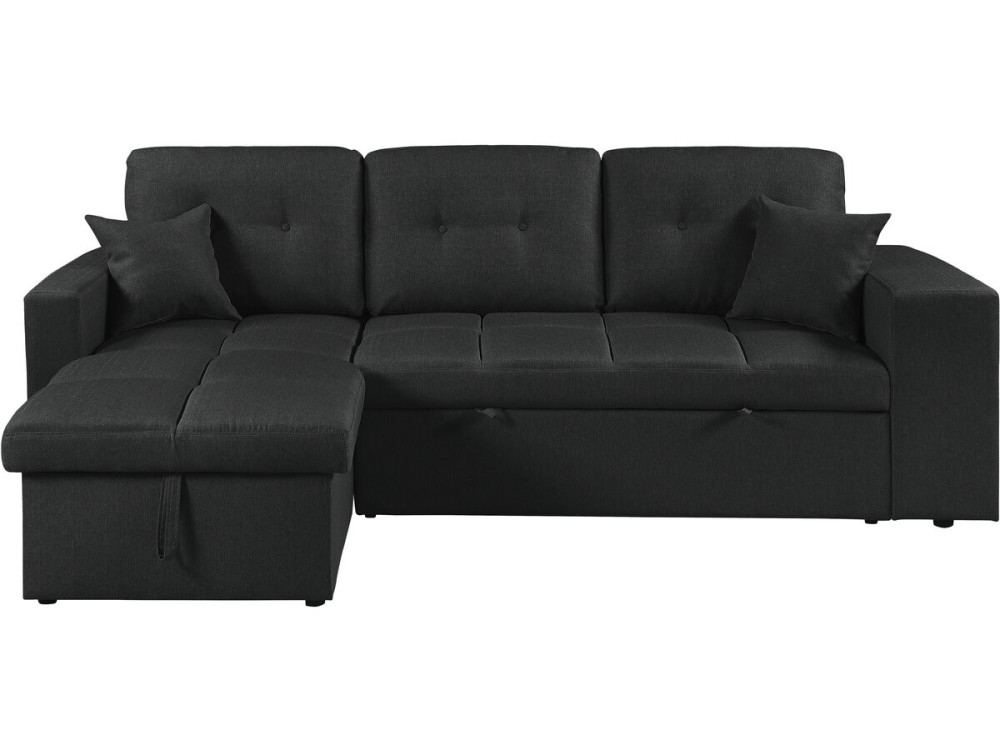 Axel" bubble fabric corner convertible/reversible sofa - 3 seater - Black