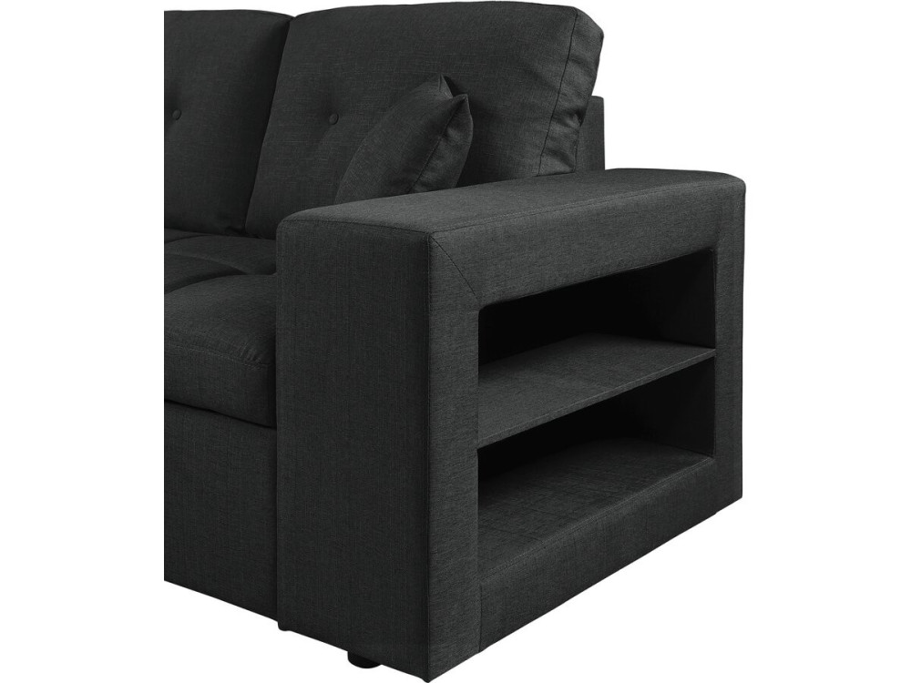 Axel" bubble fabric corner convertible/reversible sofa - 3 seater - Black