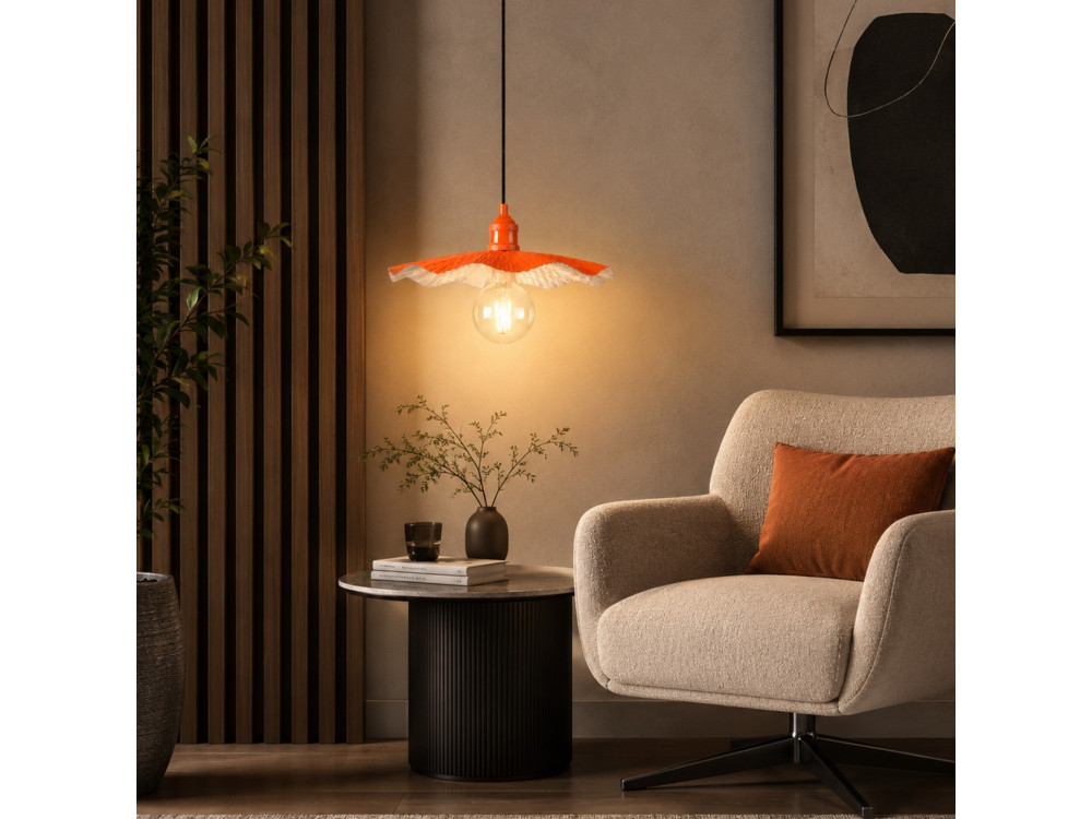 "Ondula" Metal Pendant Light - 34 x 34 cm - Orange