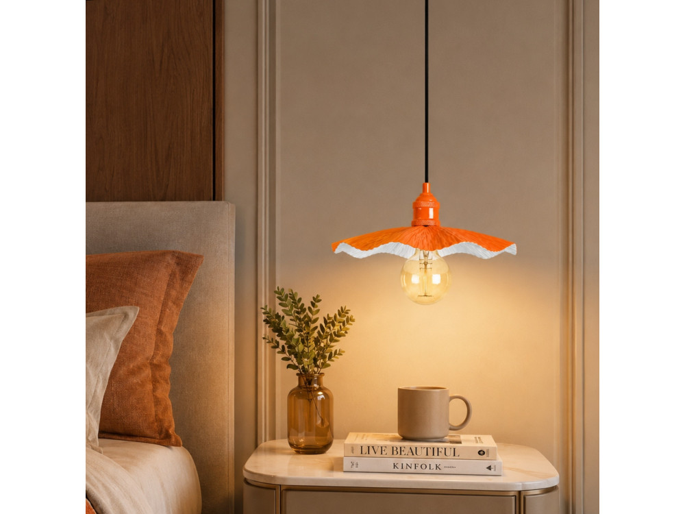 "Ondula" Metal Pendant Light - 34 x 34 cm - Orange