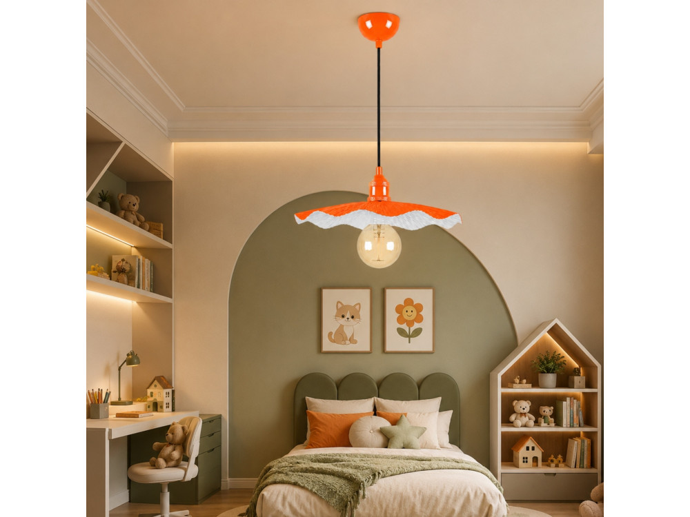 "Ondula" Metal Pendant Light - 34 x 34 cm - Orange