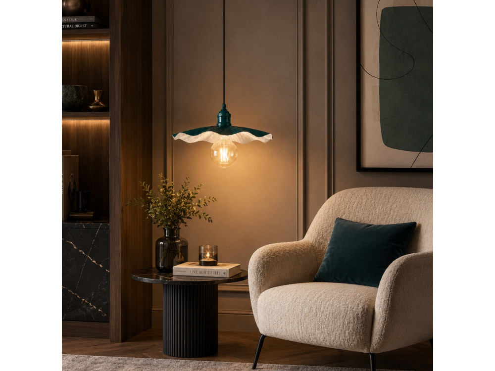 "Ondula" Metal Pendant Light - 34 x 34 cm - Dark Green