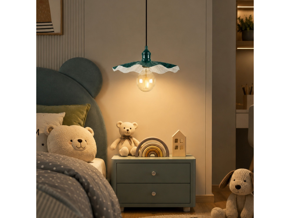 "Ondula" Metal Pendant Light - 34 x 34 cm - Dark Green