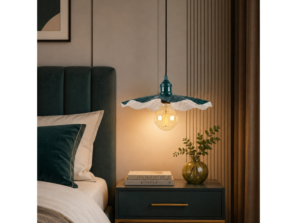 "Ondula" Metal Pendant Light - 34 x 34 cm - Dark Green