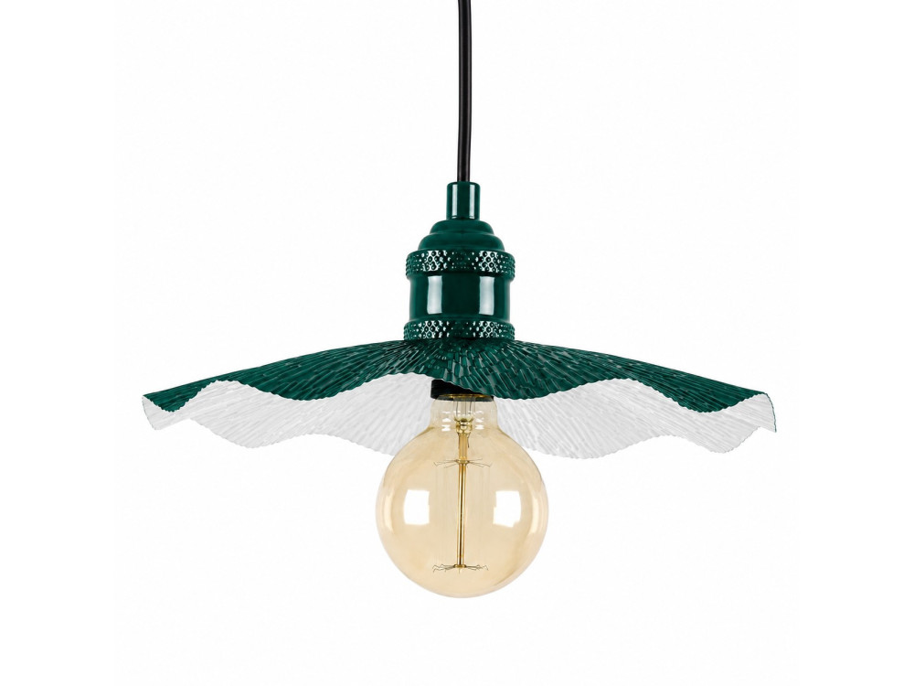 "Ondula" Metal Pendant Light - 34 x 34 cm - Dark Green