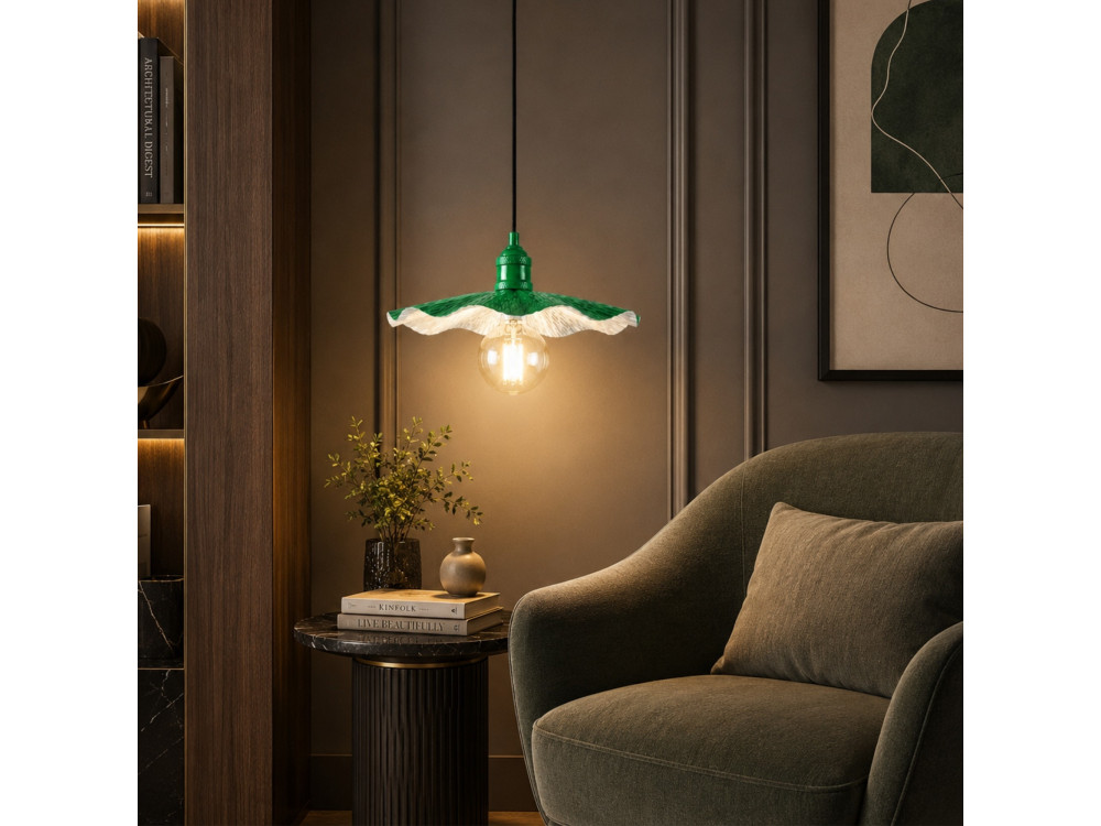 "Ondula" Metal Pendant Light - 34 x 34 cm - Light Green