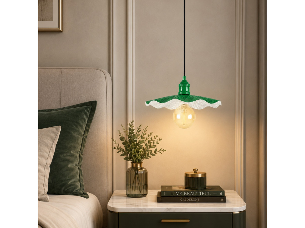 "Ondula" Metal Pendant Light - 34 x 34 cm - Light Green