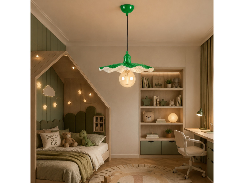 "Ondula" Metal Pendant Light - 34 x 34 cm - Light Green